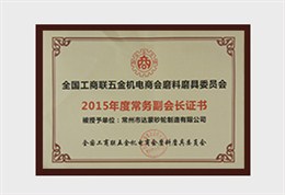 达蒙荣誉：常务副会长证书